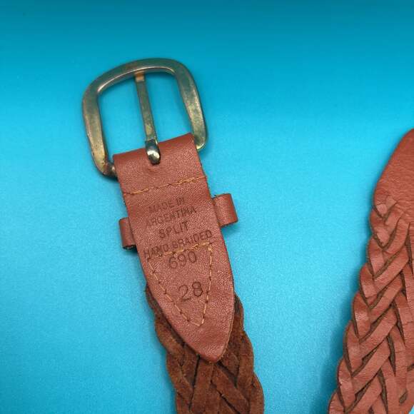 28” Women's Leather Split Hand Braided Belt - Brown Argentina - Picture 2 of 2